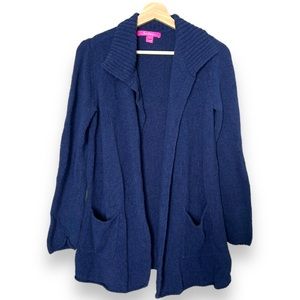Lilly Pulitzer Blue Open Front Cardigan Sweater With Pockets | Size M